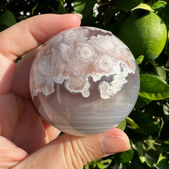 Flower Agate Sphere With Banding - Picture 5 of 10